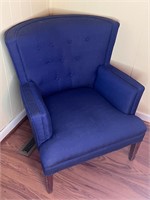 Vintage wing back royal blue chair