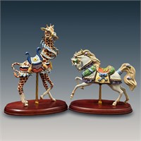 Pair Of Lenox Porcelain Carousel Figurines, Limite