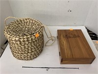 Holy Bible Wooden Case and Woven Basket