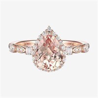 Pink Sapphire 14K Rose Gold Cocktail Ring Size 7