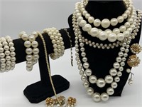 Faux Pearl Necklaces, Clip-On Earrings, Bracelets