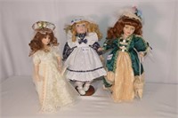 3 Porcelain Dolls (Victorian Dresses)