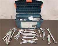 Plastic Toolbox w/ Assorted Wrenches & Electrical