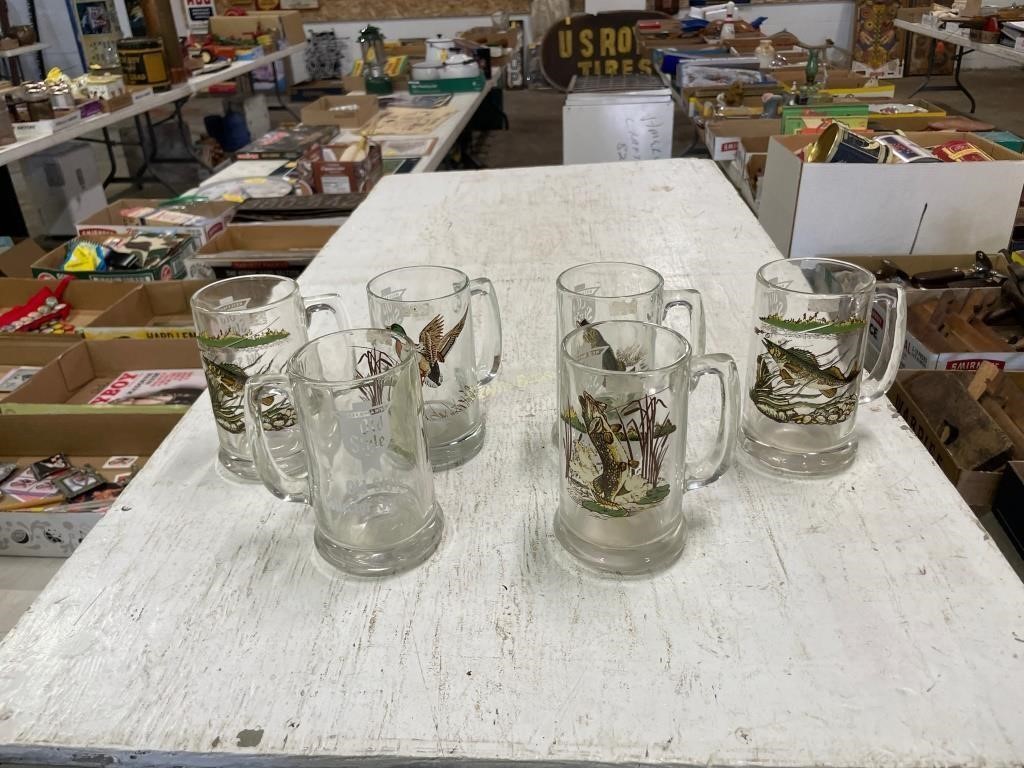 (6) Old Style Glass Mugs