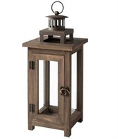 14 in. Wood and Metal Outdoor Patio Lantern