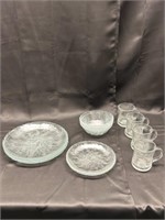 Plates, bowls, and cups, with emboss flower patter