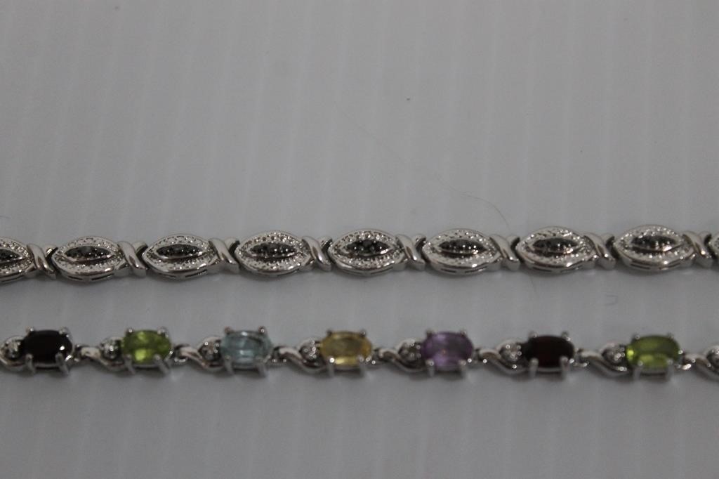 2- Sterling Silver Bracelets,One Has Semi Precious