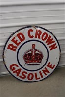 Vintage Double Sided Red Crown Gasoline Sign