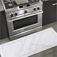 P406  Carvapet Kitchen Mat, 18"x 47", White Marble