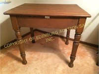 ANTIQUE FARM TABLE WITH SMALL TOP