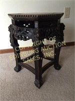 ANTIQUE ORIENTAL MARBLE TOP TABLE / PLANT STAND