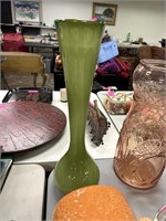 LARGE GREEN GLASS VASE