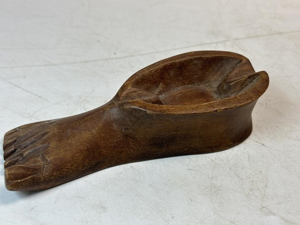 Vintage Hand Carved Wooden Foot Incense Holder