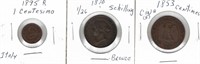 1895R 1 Centesimo, 1870 1/26 Schilling & 1853 5
