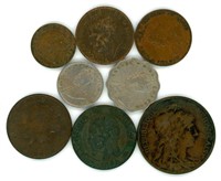 Foreign Coins - 1890, 1854, 1906, 1933, (3) 1935