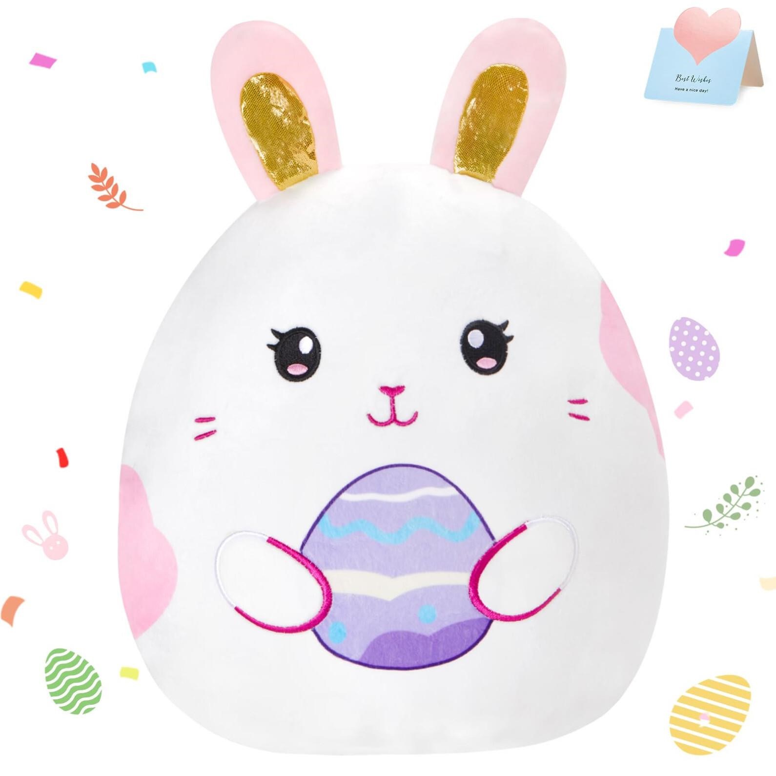WEWILL 15 Easter Bunny Plush Pillow with Cute Bu