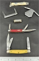 6 Vintage Pocket Knives Including Small Hohner