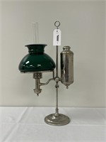Nickel Plated Student Lamp w/ 7" Cased Glass Shade