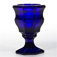PRESSED EIGHT-PANEL EGG CUP, deep blue, tapered