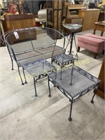 Wrought Iron Settee with Nesting Tables and...