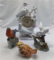 Bird Decor Lot - Eleco Ceramic Clock, UCGO Japan