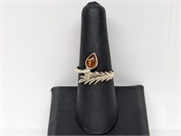 .925 Sterling Silver Amber Ring