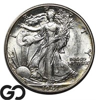 1941-D Walking Liberty Half Dollar, Lustrous BU++