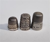 THREE STERLING SILVER THIMBLES