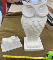 Owl Vase and Butter Dish