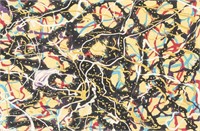 American Abstract Wood Panel signed J. Pollock