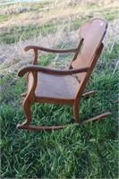 Shield Back Oak Rocking Chair / Vintage