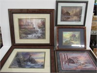 5 Framed Pictures Thomas Kinkade + Others