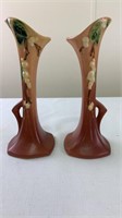 Roseville Snowberry bud vase pair