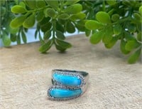 Turquoise Connected Wrap Design Ring .925 SS