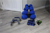 Set of dumb bell weights, 2.5 lb, 5 lb & 10 lbs on