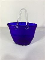 Cobalt Blue Basket with Applied Handles