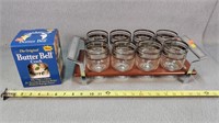 Butter Crock & Vintage 8-Glasses Set