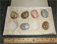 6 Chinese polished stone specimens in box