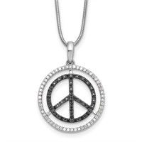 Sterling Silver Black/White Diamond Peace Necklace