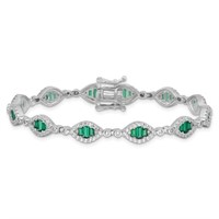 Sterling Silver Green Crystal Design Bracelet