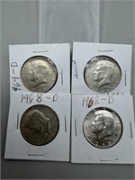 (4) 40% Silver Kennedy Half Dollars