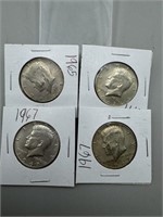 (4) 40% Silver Kennedy Half Dollars