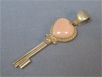 Sterling Silver Navajo Pink Conch Key Pendant See