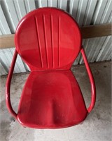 OLD METAL CHAIR RED 1 OUT OF 2