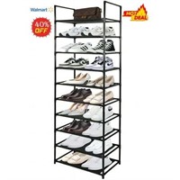 Shoe Rack - 10 Tiers  30 Pairs  Black