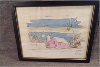 Vintage Albert Birdsey Watercolor - Framed
