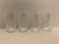 Four Wildlife Etched Glasses