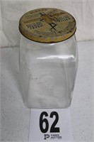 Vintage Glass Peanuts Jar with Lid(R1)
