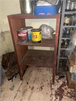 Wooden cabinet with contents -