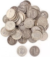 90% SILVER PRE - 1965  ASSORTED DIMES - LOT OF 49